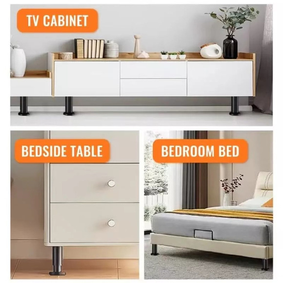 4 Pcs Adjustable Height Furniture Support Legs Furniture Legs, 10-17inch White - Picture 7 of 7